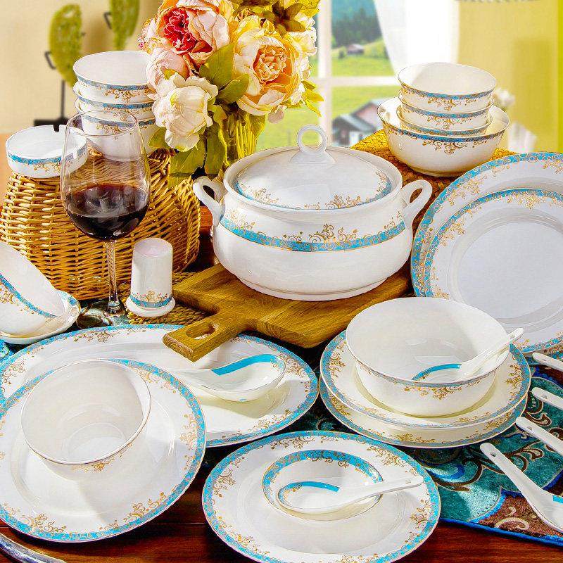 碗碟套装家用中式简约景德镇陶瓷骨瓷餐具套装碗盘子组合碗筷创意,餐饮具,餐具瓷器套装,淘宝优惠券,粉丝福利购,淘宝优惠卷