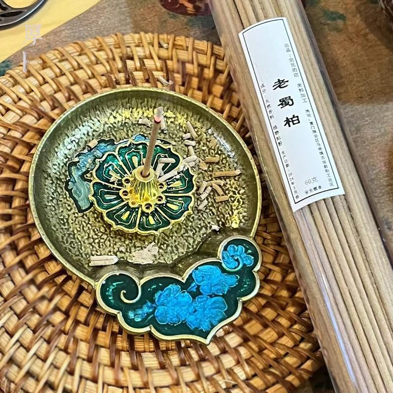 厚院【观莲】景泰蓝香插掐丝珐琅线香炉盘香托盘家用文房摆件装饰