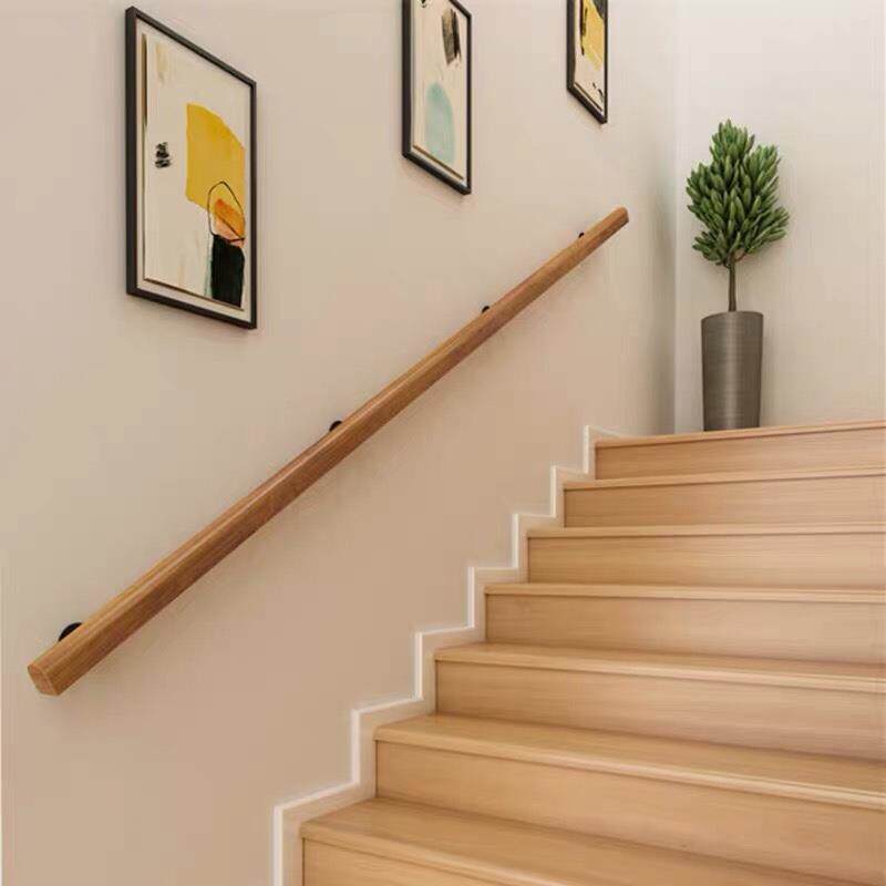欧式实木靠墙楼梯扶手儿童老人防滑别墅幼儿园走廊通道栏杆木扶手
