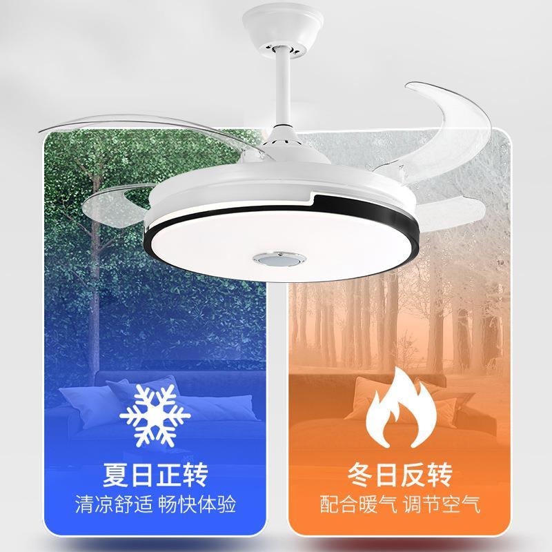 隐形风扇灯现代简约餐厅吊扇灯客厅卧室家用风扇吊灯中山灯具