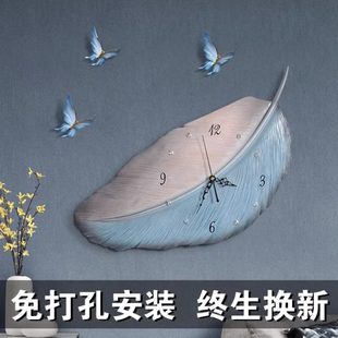 艺术钟表挂钟个性 客厅现代简约羽毛静音 创意装 饰挂表挂墙家用时尚