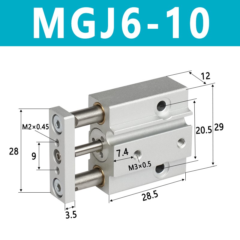 TCM/MGJ6-5l-15-20 /MGJ10-5-10-20-15微型三轴三杆带导杆气缸