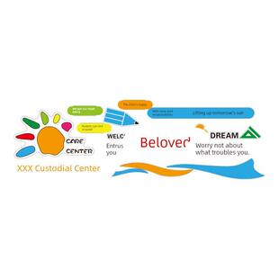 下午托幼班前台装修早教中心教育培训机构背景图片文化墙贴纸海报