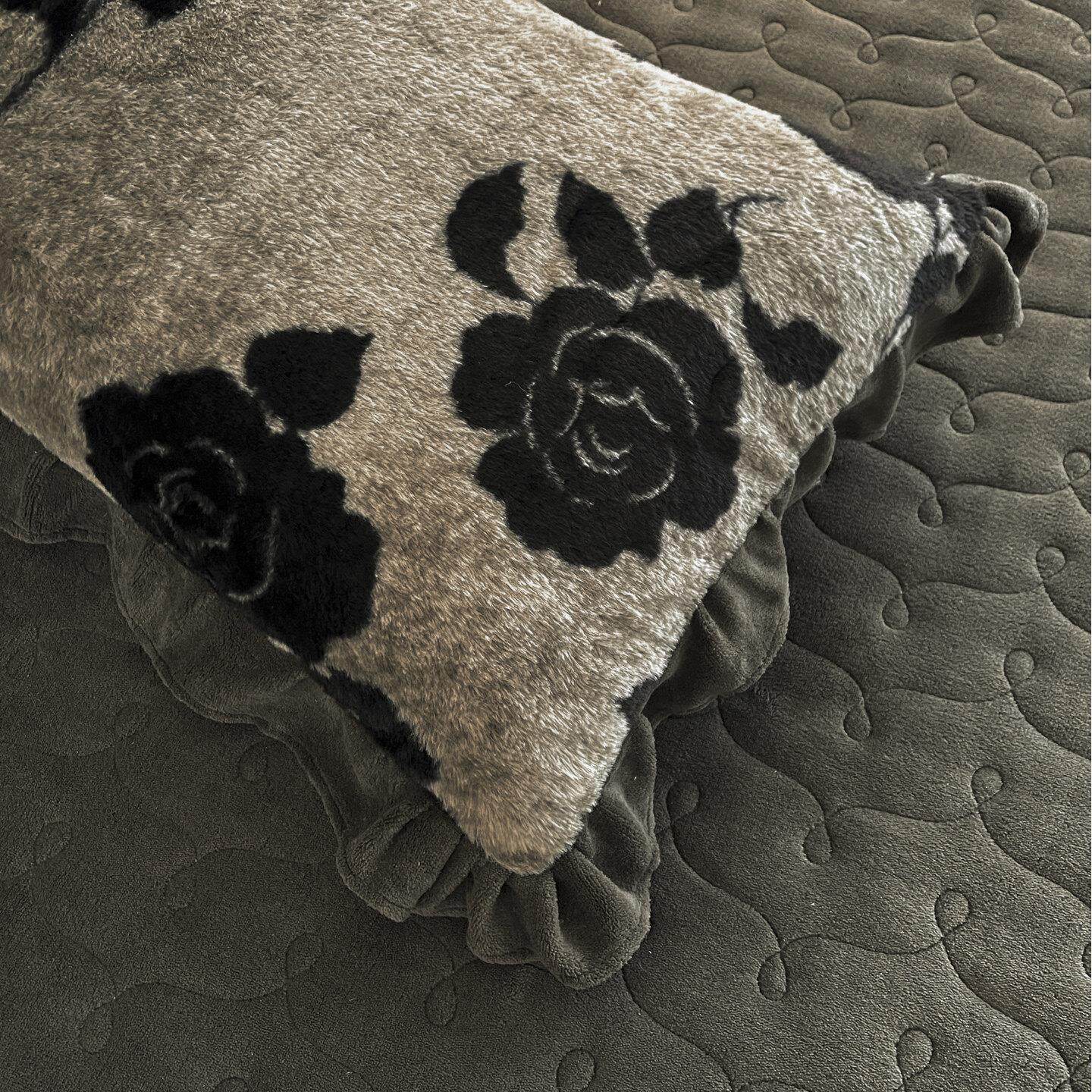 加厚兔毛绒枕套一对装花边枕头套单人加厚保暖牛奶绒枕芯套枕皮