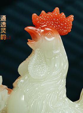 大BJ202506吉大装利公鸡摆件入招财合成生肖玉鸡客厅玄关酒柜饰宅