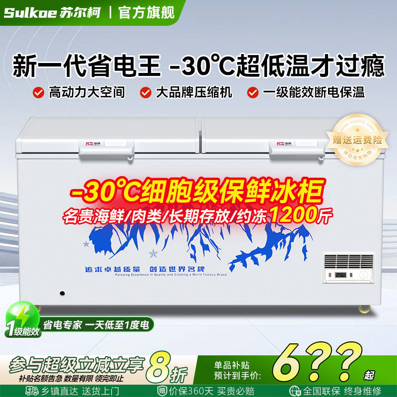 苏尔柯卧室冰柜商用大容量速冻保鲜冰箱家用全冷藏冷冻双温展示柜
