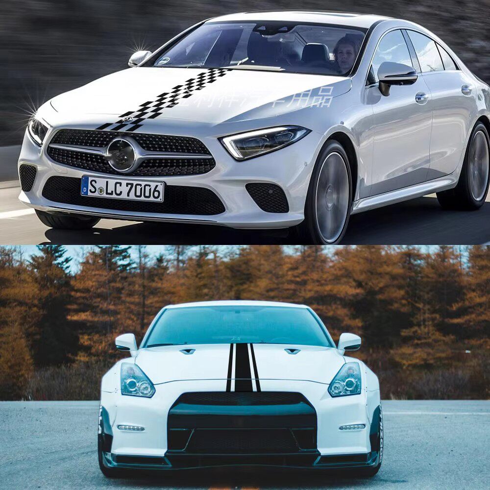 可定制车贴 引擎盖机盖个性拉花贴纸   改装条纹车头盖创意贴画