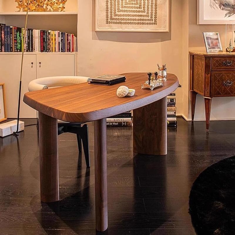 2024新款黑胡桃白蜡木书桌新中式简约写字桌书房酒店民宿办公室