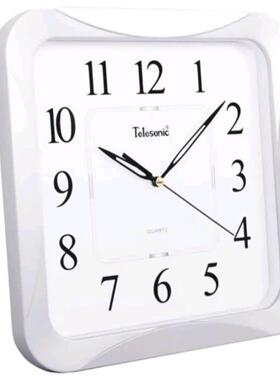 天王挂钟客厅创意约卧简室时钟HZH方形静音 星石英1钟 008银色29c