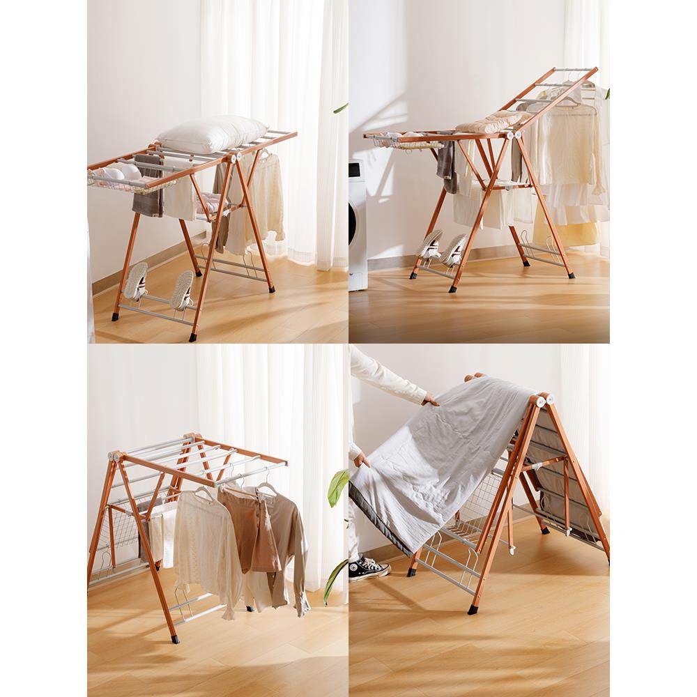 多仓可家折叠晾架用晾棉铝合金落地式晾衣架多功能阳台被JVT晾衣