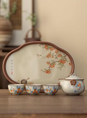 汝窑手ESO抓壶玻经茶盘典功璃夫茶烫套装旅行袋防大茶杯