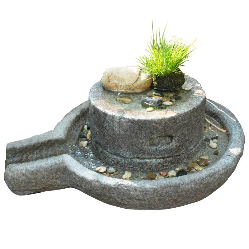 外中式户庭院人造石磨盘流水摆件造景布置LRP水缸循水景观环磨装