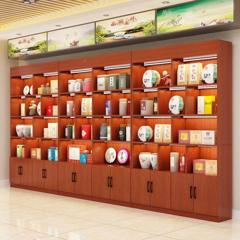 茶叶展示柜柜子实陈柜展货架货柜柜木生列态板可定制产品柜储物柜