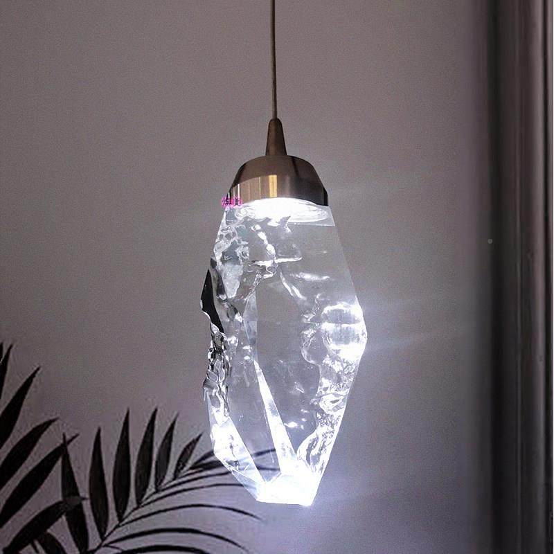 新ZCG款铝材水晶玄床头吊灯室极简小卧客厅背景墙关单个双头长线