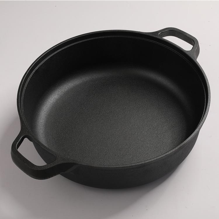 层德国口加厚铸铁平底锅水煎不沾锅生铁锅无涂烙进饼锅瓦斯包炉