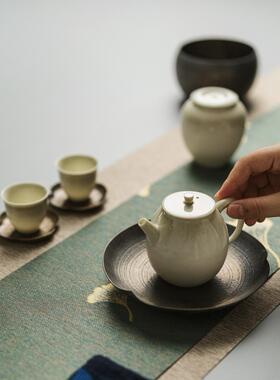 鎏金壶承CDLP-LJH 干台泡壶盘蓄小茶日式粗陶茶道茶承养水垫壶托