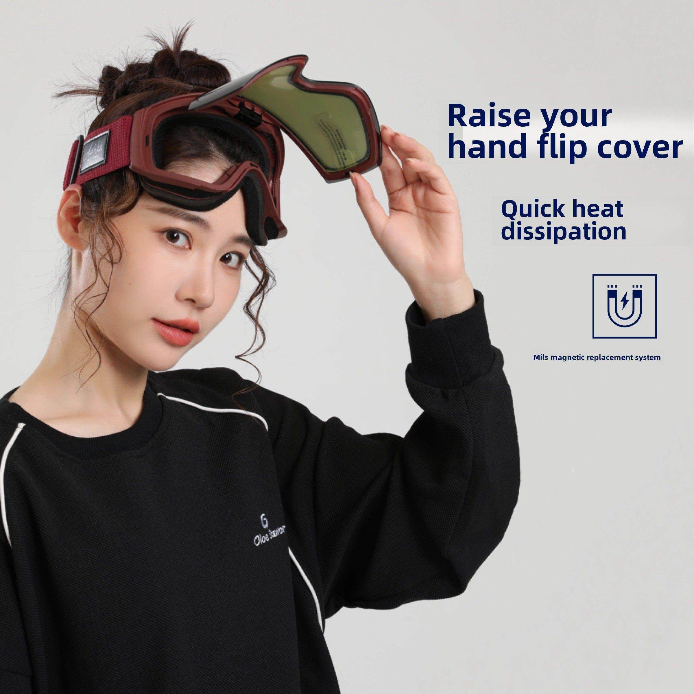 滑雪眼镜翻盖男清磁雪镜可戴近视雾高紫外线装备双防ZBA层护目镜