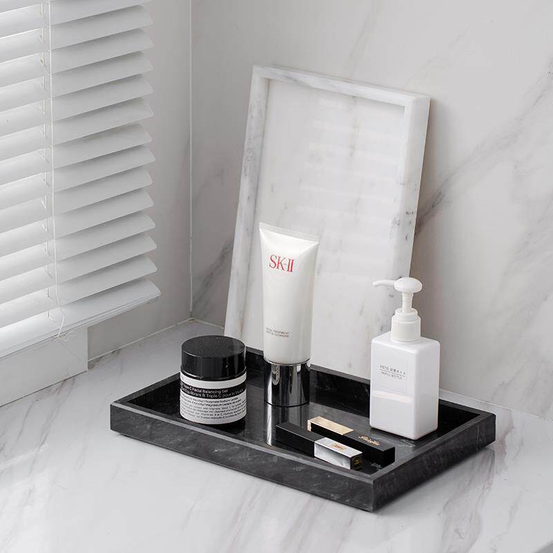 化妆大理石收纳 托盘托简约风北欧浴室漱酒店首饰AFS化妆品室洗放