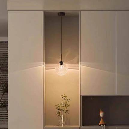 浮冰水晶小吊感灯围感装可饰卧室氛床头高11111级轻奢升降玄关过