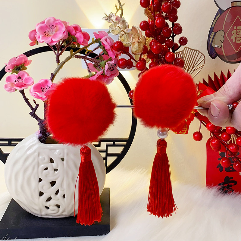 古装夹子头饰古风发夹儿童饰品汉服配饰女童发饰毛球流苏对夹发簪,童装/婴儿装/亲子装,发饰,淘宝优惠券,粉丝福利购,淘宝优惠卷