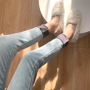 小脚裤 女加绒加厚修身 洋气浅蓝白色高腰排扣收腹牛仔裤 显瘦必入