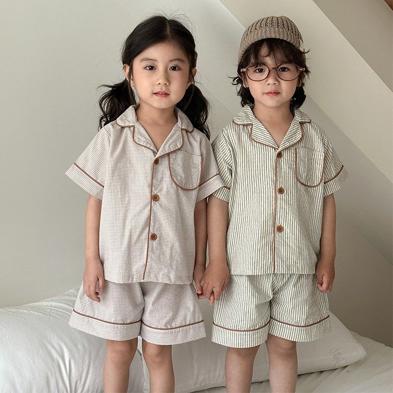 儿童睡衣夏季薄款女童a类纯棉宝宝2025新款男童短袖裤家居服套装