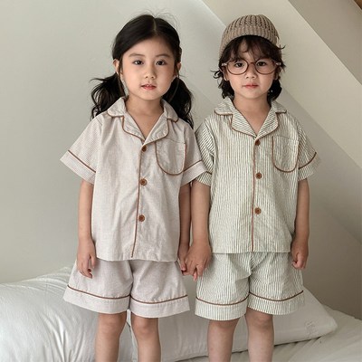 儿童睡衣夏季薄款女童a类纯棉宝宝2025新款男童短袖裤家居服套装