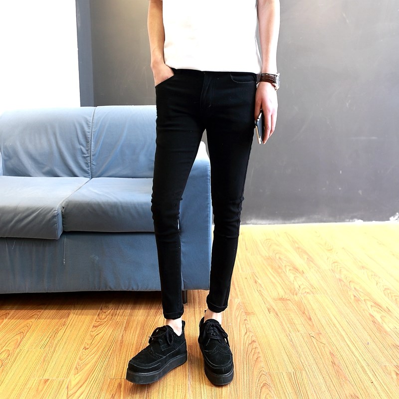 小号小码男裤矮个子瘦腿铅笔裤XS码26码27码男士修身小脚牛仔裤男