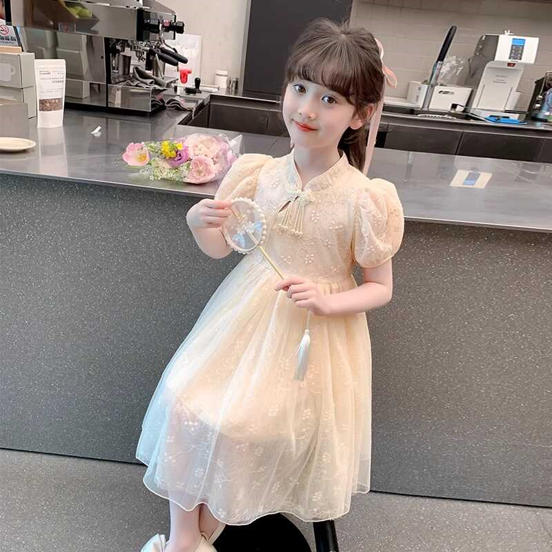女童夏季连衣裙2024新款汉服国风公主裙女孩夏装旗袍新中式纱裙子