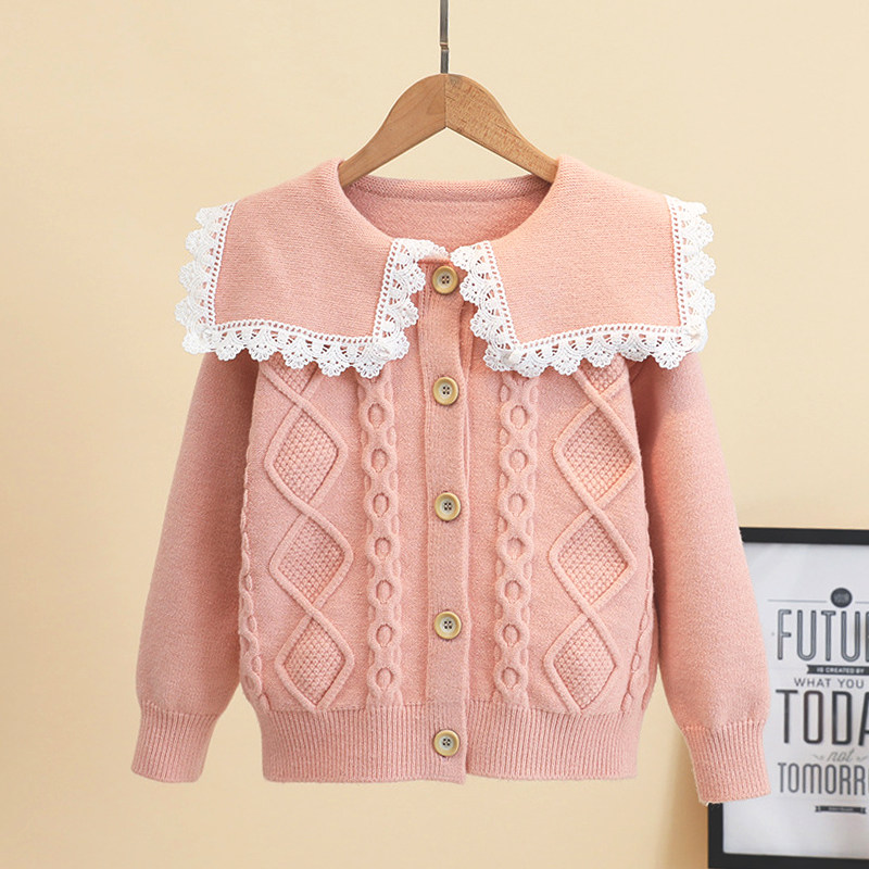 女童外套春秋款2023新款秋季儿童开衫毛衣大童女孩针织外搭上衣冬