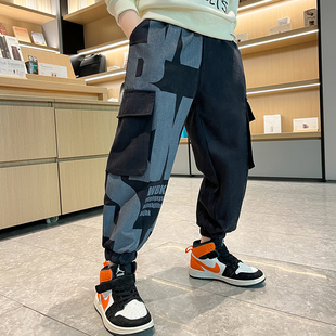 男童春装裤子2023年新款潮帅儿童套装春季外穿长裤男孩春秋款工装