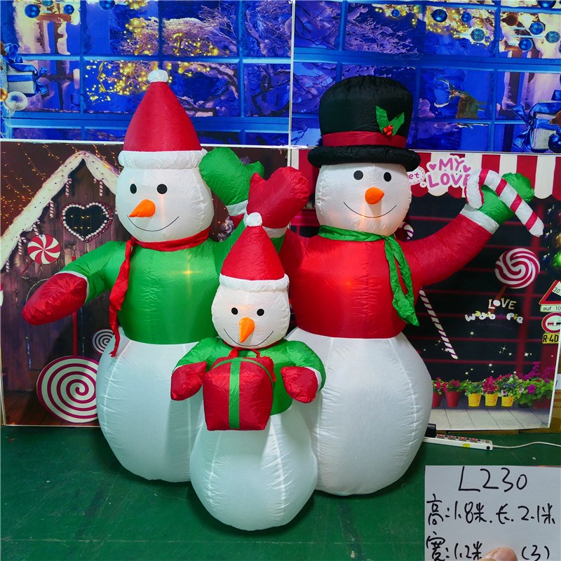 圣诞装饰用品吹气雪人造型摆件橱窗商场场景布置鼓风圣诞雪人摆饰