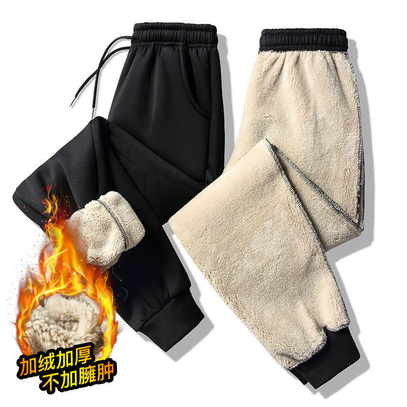 清仓捡漏裤子男士秋冬款加绒加厚休闲裤束脚哈伦裤潮流羊羔绒卫裤