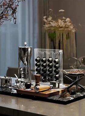 咖啡主题搭配软装饰品吧台售楼处样板间厨房柜组合不锈钢摆件