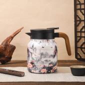 家用简约花纹精美木纹焖茶壶新款 316不锈钢泡茶壶茶水分离水杯子