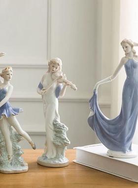 欧式家居装饰品陶瓷摆件客厅酒柜电视柜房间西洋美女陶瓷工艺品