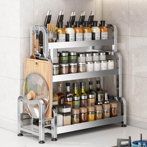 包邮厨房调料品置物架不锈钢多功能台面筷子刀架盐调味瓶罐