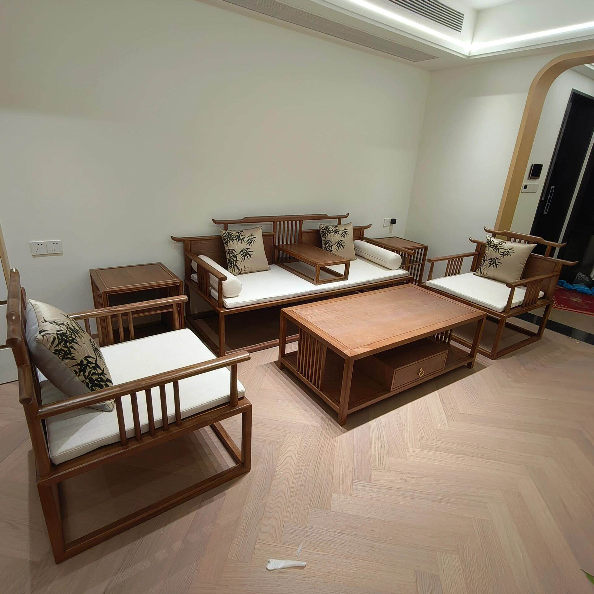 沙发罗汉床新款胡桃木新黑年宋式禅意中式组合实木美学2025客厅