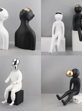 艺术风人物雕塑摆件北欧家居落地工艺品客厅电视柜样板间展厅装饰