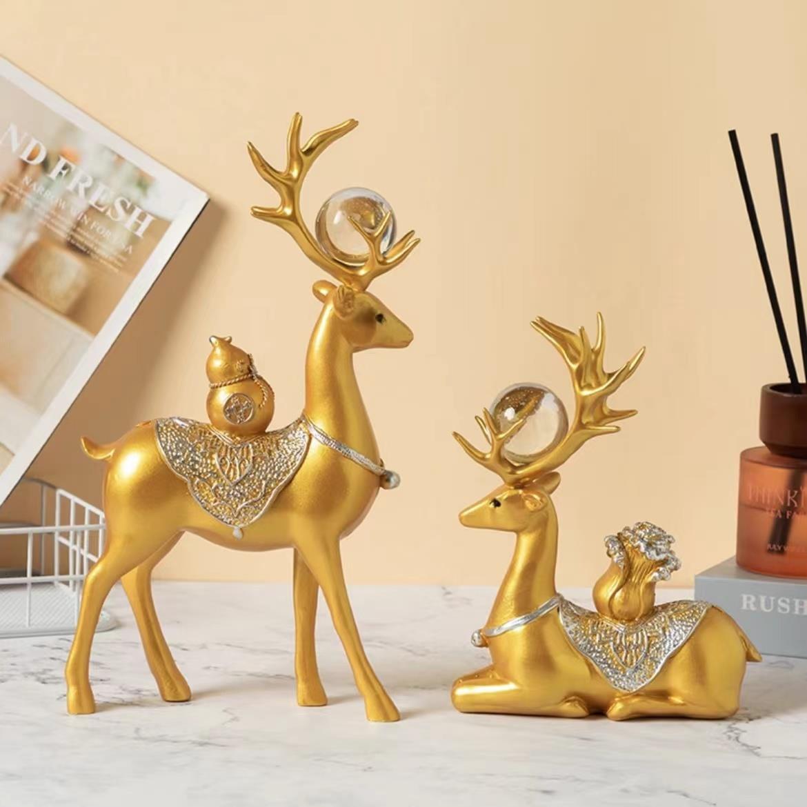 【宠粉】客厅摆件装饰品双鹿工艺礼品摆饰电视柜酒柜家居办公室玄