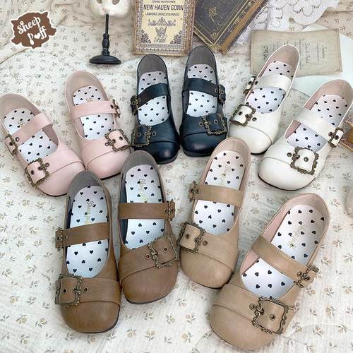 【尾款七团】绵羊卷卷绵羊泡芙画框扣覆古玛丽珍鞋软底单鞋