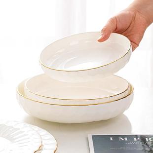 陶瓷金边盘子菜盘家用新款 2021碗盘餐具圆形欧式 深汤饭盘碟子套装