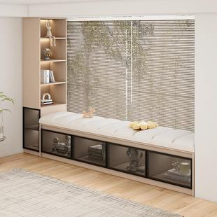 飘窗柜储物收纳柜垫子可坐实木立柜书架置物柜矮柜落地阳台长条柜