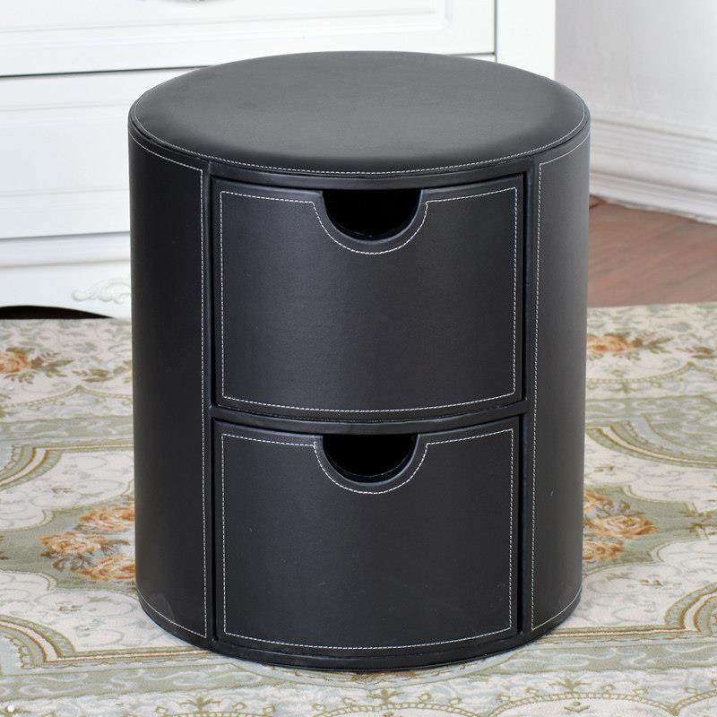 创意和简单的皮革抽屉式收纳凳，圆形皮革床头柜/床头柜，换鞋凳,收纳整理,收纳凳,淘宝优惠券,粉丝福利购,淘宝优惠卷