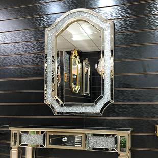 欧式 饰镜镶钻 卫生间浴室镜子壁挂梳妆台镜餐厅玄关展厅时尚 轻奢装