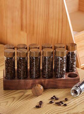 咖啡店桌面摆件咖啡豆分装管玻璃瓶咖啡豆展示架收纳瓶茶叶密封罐