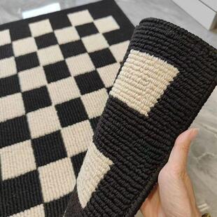 门口地垫入户地毯进门家用黑白格玄关脚垫耐脏垫子客厅棋盘格门垫