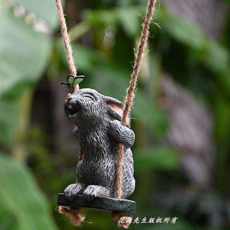 创意兔子秋千摆件可爱动物壁挂树上挂件墙壁装饰庭院树脂阳台造景,家居饰品,户外/庭院摆件,淘宝优惠券,粉丝福利购,淘宝优惠卷