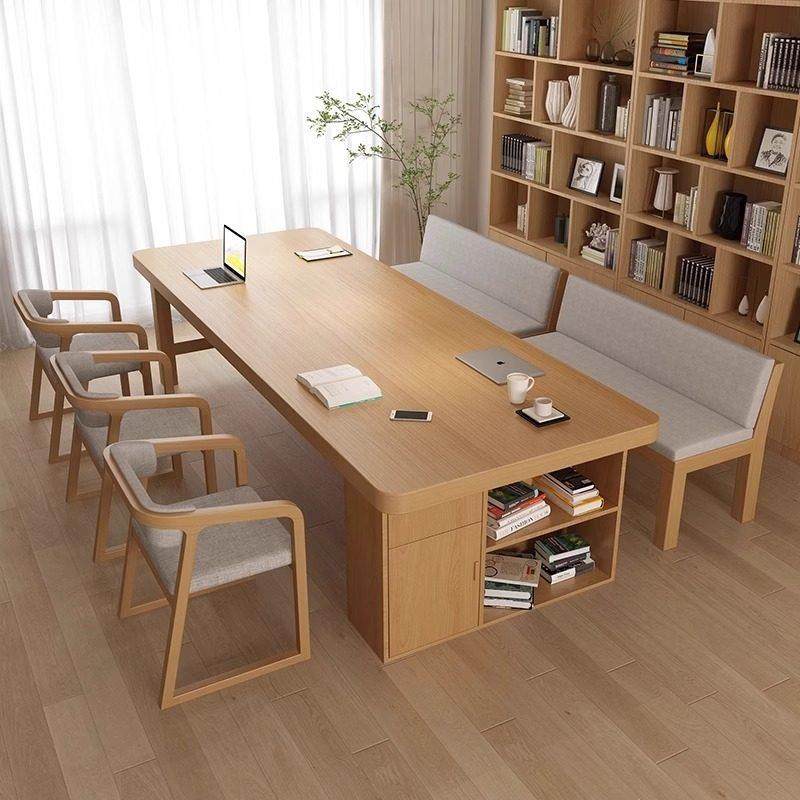实木会议桌长桌简约现代去客厅化大桌大板书桌阅读桌图书馆工作台