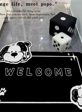 卡通入口门地垫丝绸圈入口门地垫黑色系列家用土蹭泥地毯可切割